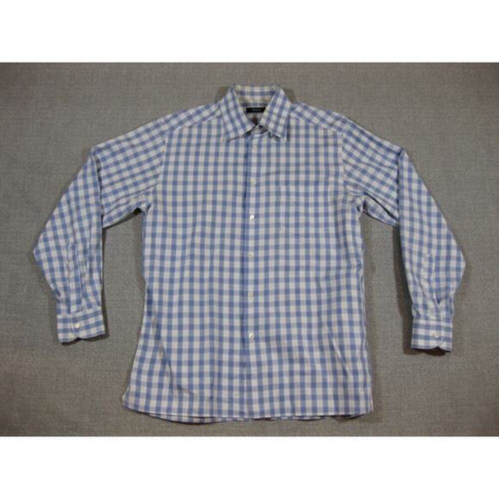 ACIS‎ Shirt Men Large Plaid Checkered Long Sleeve Button Down Shirt Blue